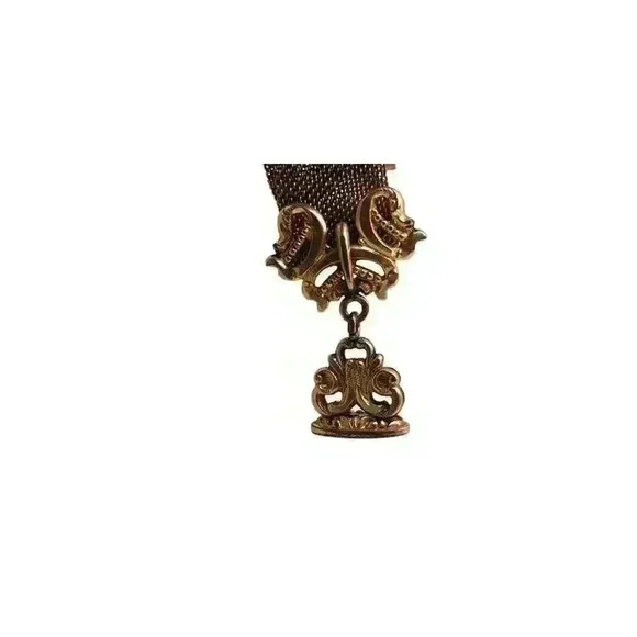 Antique Mesh Watch Fob 1903 Art Nouveau 12 Kt Gold Plated & Wax Seal - Picture 6 of 10